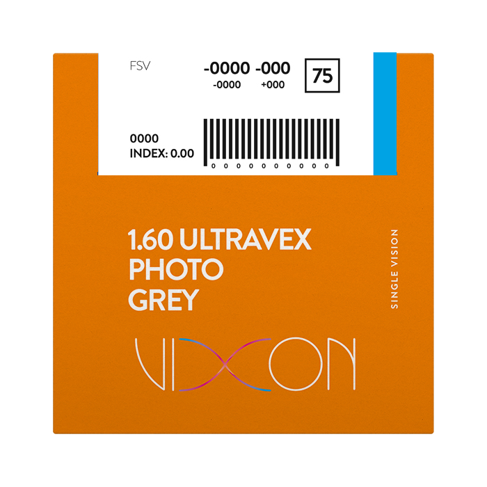 Vixon 1.60 Ultravex Bluecut Foto Gris SPIN Terminado Visión Simple 75 SAR